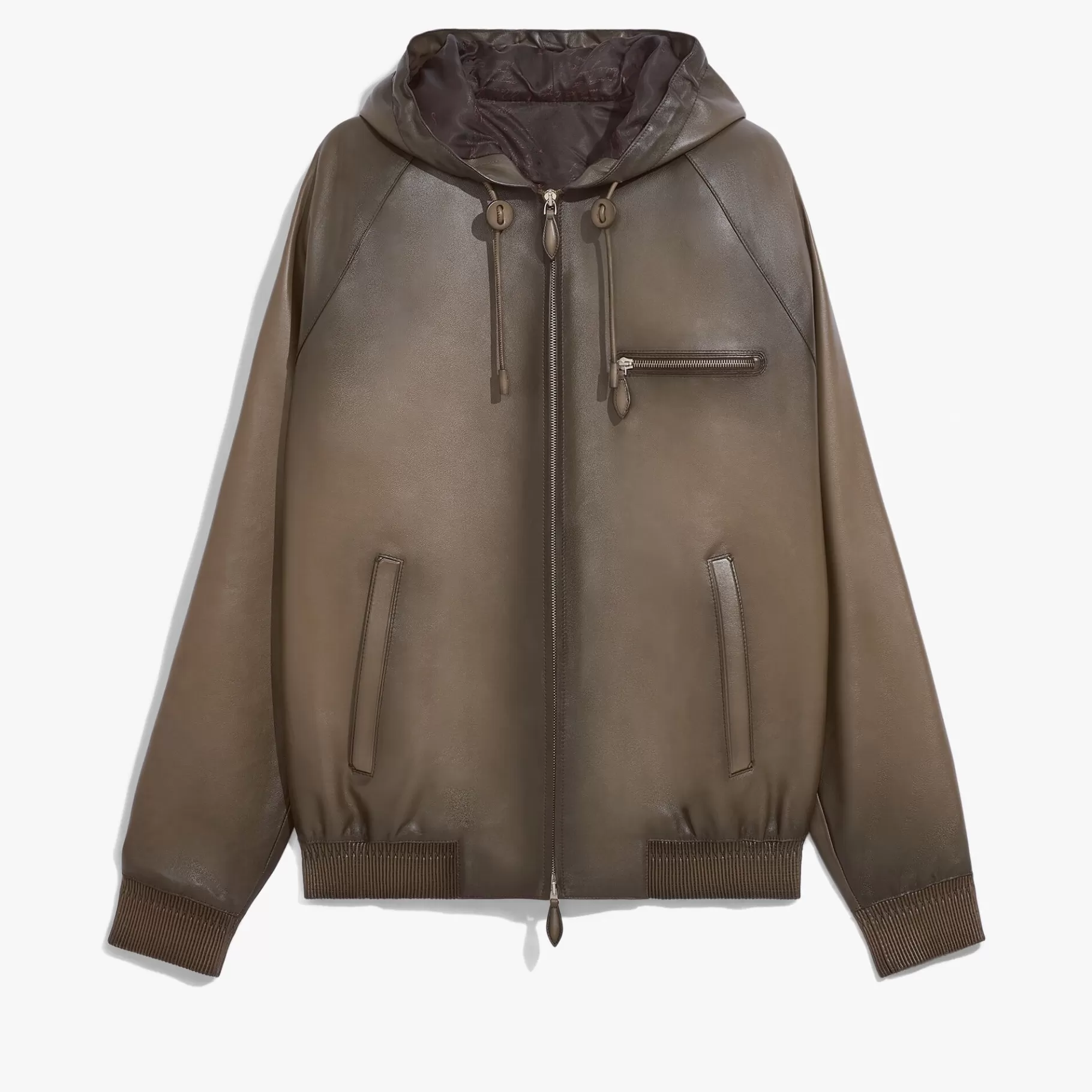 Blouson à Capuche 1 Jour en Cuir Patiné | Berluti Clearance