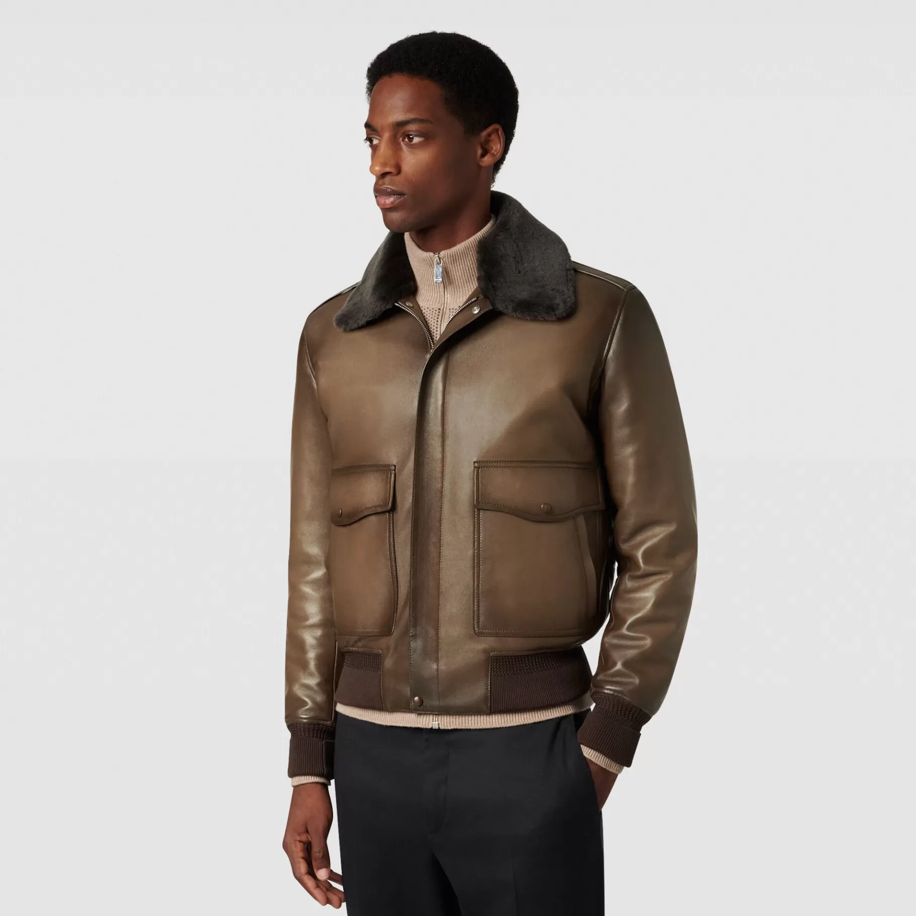 Blouson Aviateur en Cuir Patiné | Berluti Store