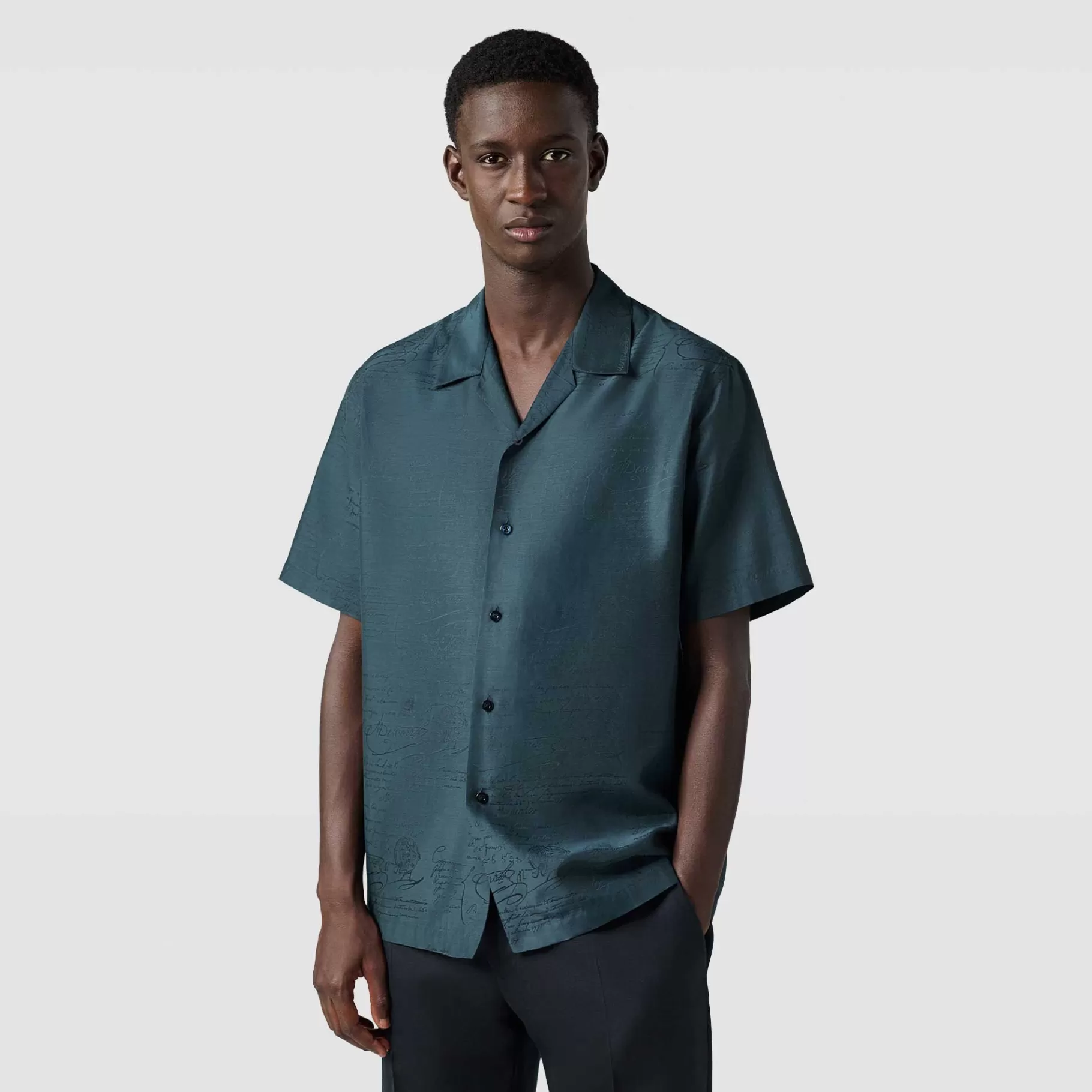 Chemise À Manches Courtes En Coton Et Soie Avec Imprimé | Berluti Online