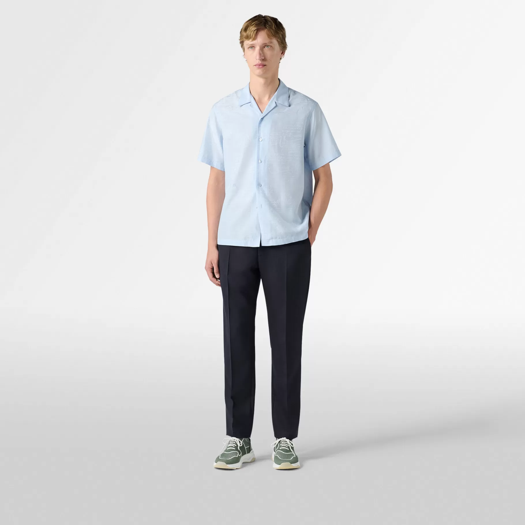 Chemise À Manches Courtes En Coton Et Soie Avec Imprimé | Berluti Clearance