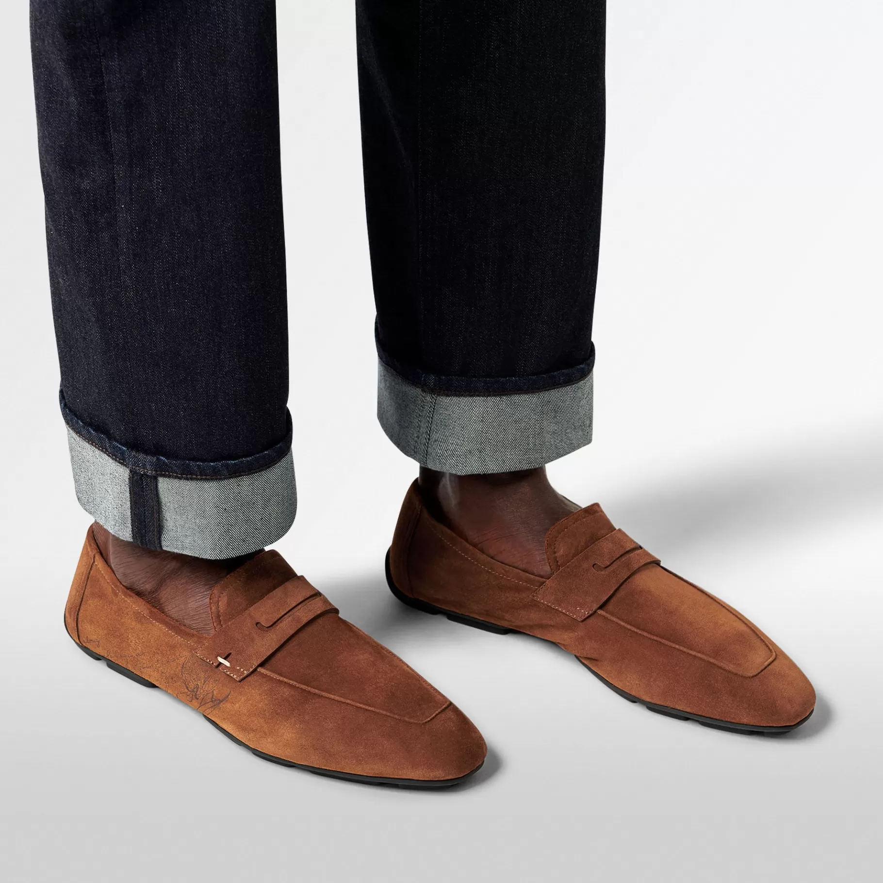Mocassin Lorenzo Drive En Cuir De Veau Camoscio Scritto | Berluti New
