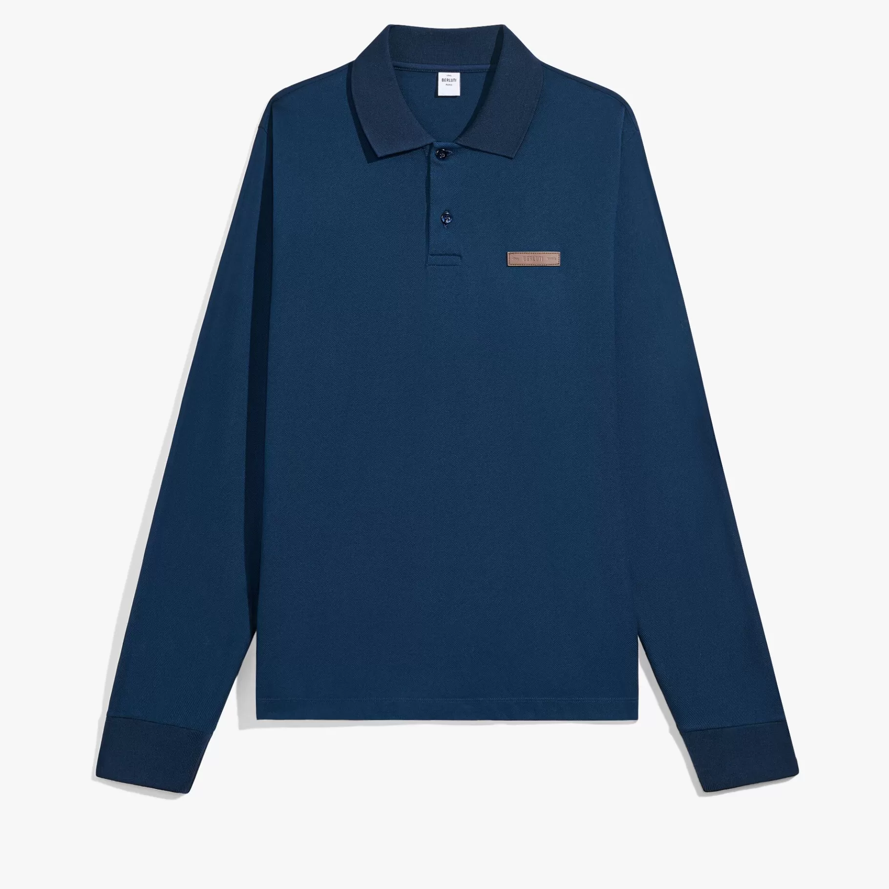 Polo Piqué Manches Longues Avec Détail En Cuir | Berluti Online