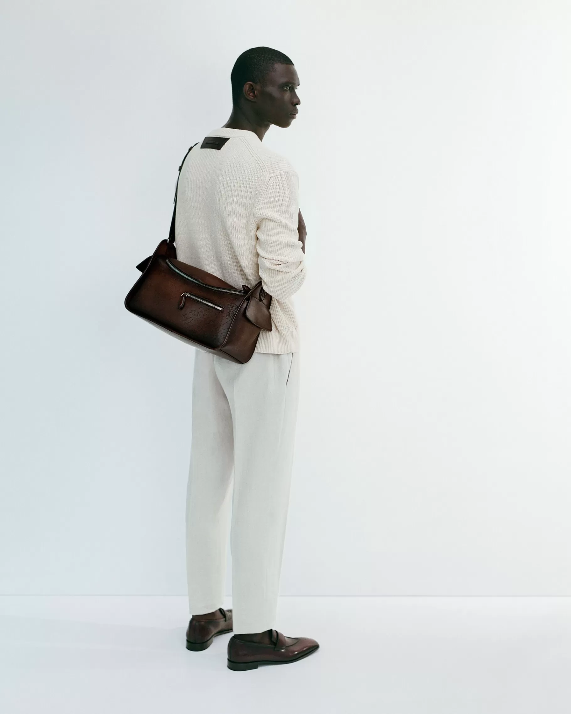 Pull Col V En Côtes Anglaises En Coton Et Soie | Berluti Clearance