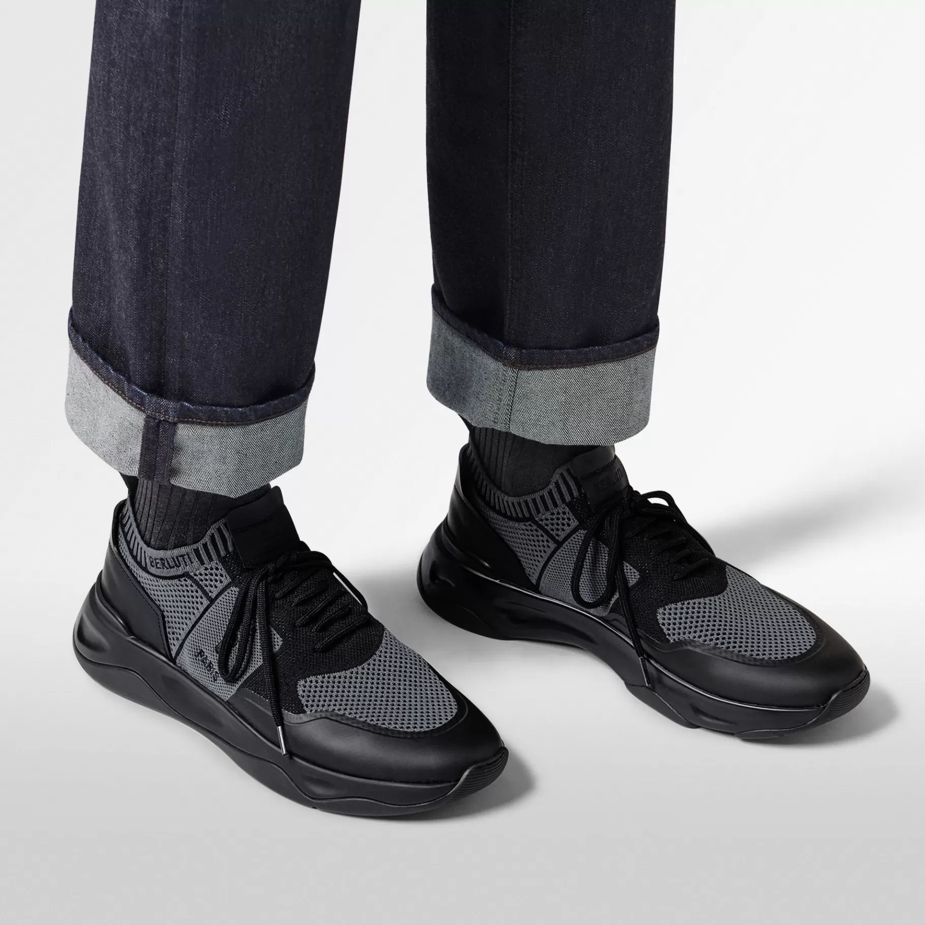 Sneaker Shadow En Maille Et Cuir De Veau Film Gomme | Berluti Cheap