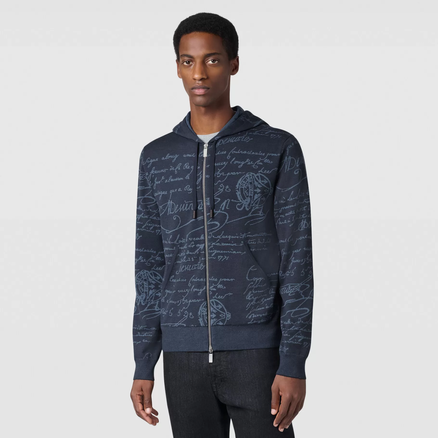 Sweat A Capuche Zippé en Laine Scritto | Berluti Discount