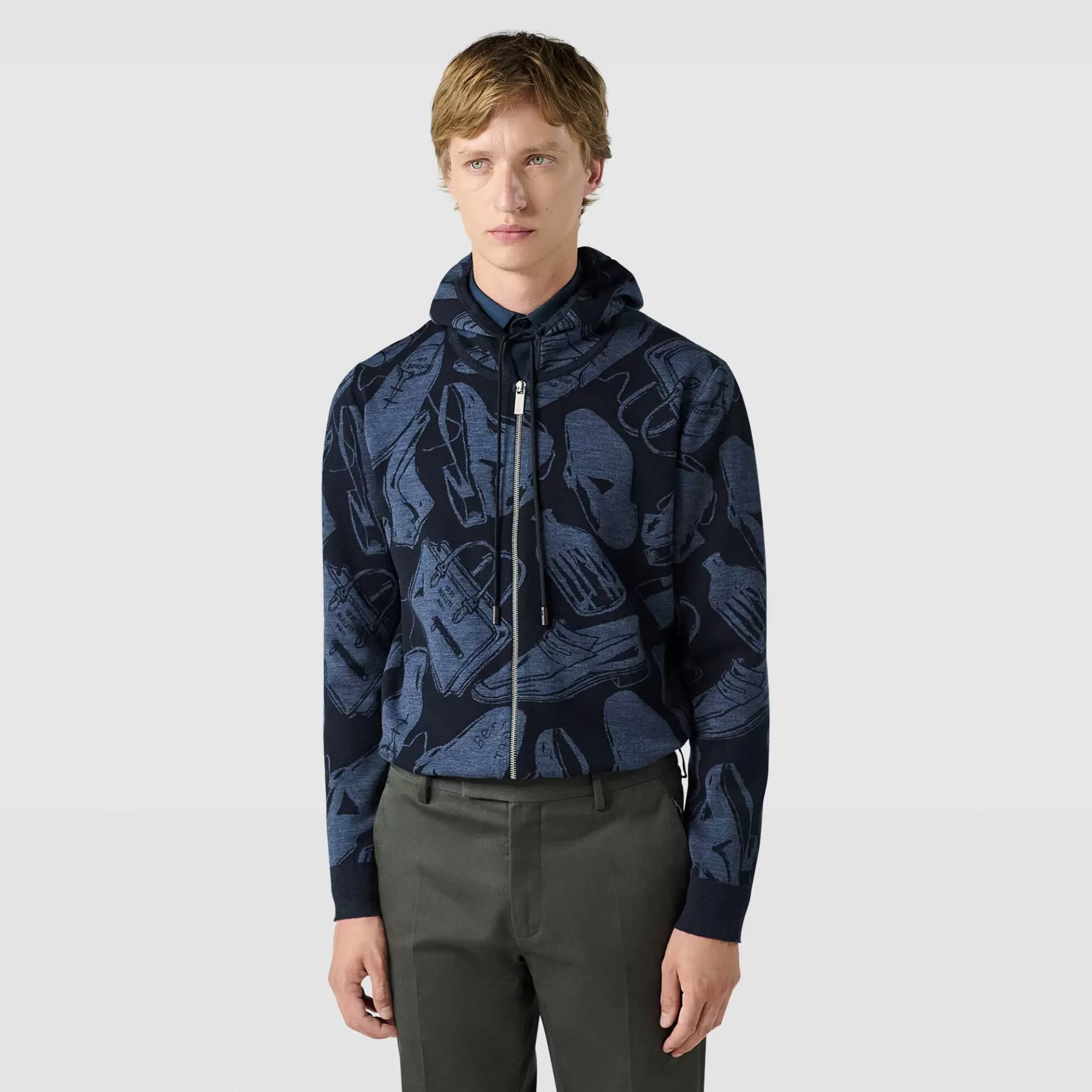 Sweat À Capuche Zippé En Laine Avec Jacquard Summer Iconic | Berluti Hot